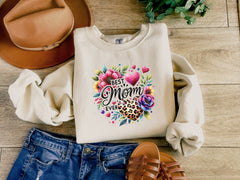 a shirt that says best mom ever with a leopard print on it