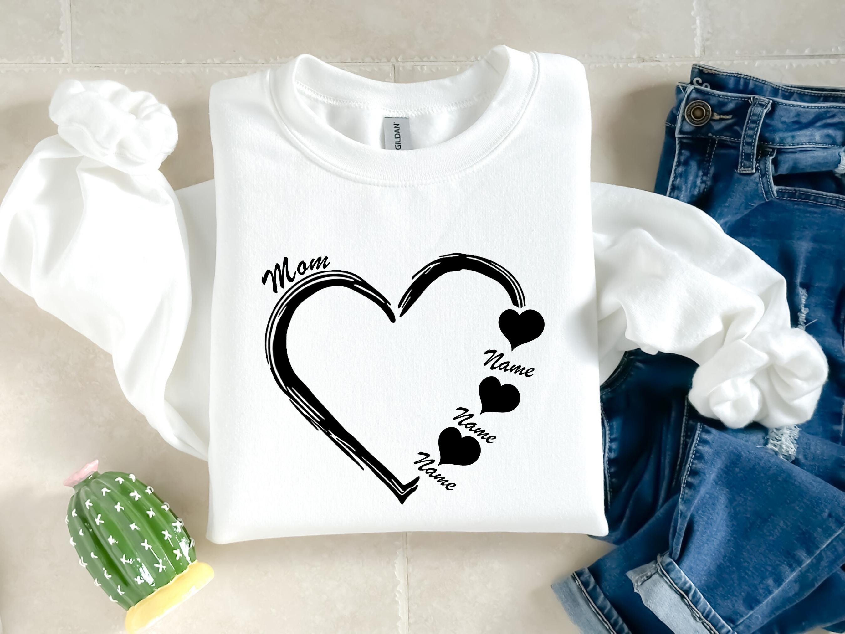 Custom Mama Sweatshirt Heart Kids Name , Personalized Mom Shirt, Mothers Day Gift, Pregnancy Sweater, Gift for Mom