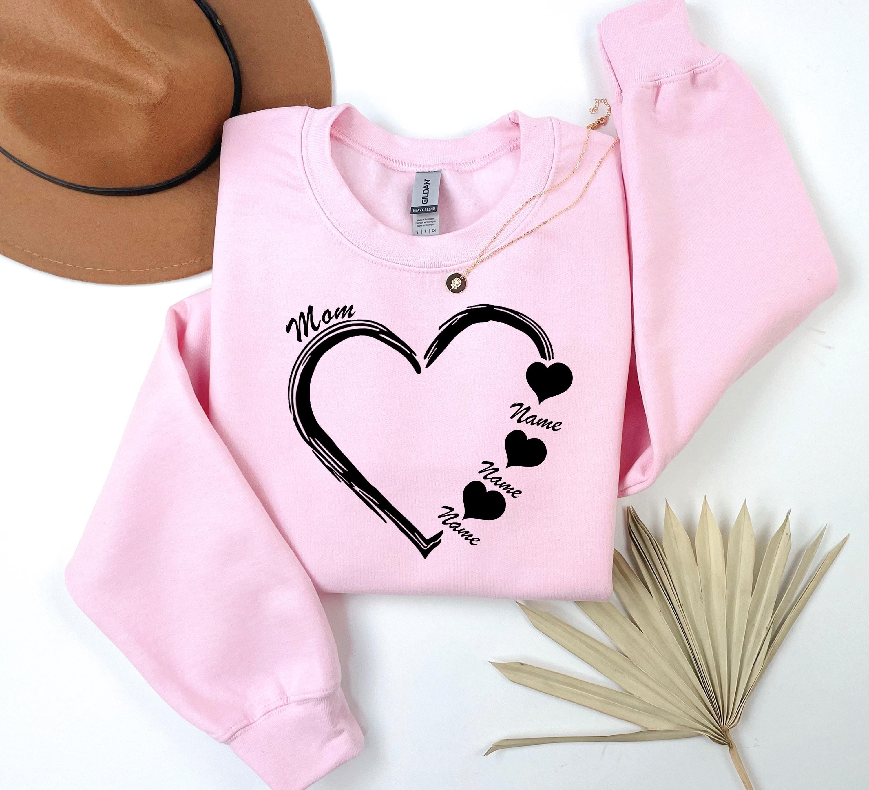 Custom Mama Sweatshirt Heart Kids Name , Personalized Mom Shirt, Mothers Day Gift, Pregnancy Sweater, Gift for Mom