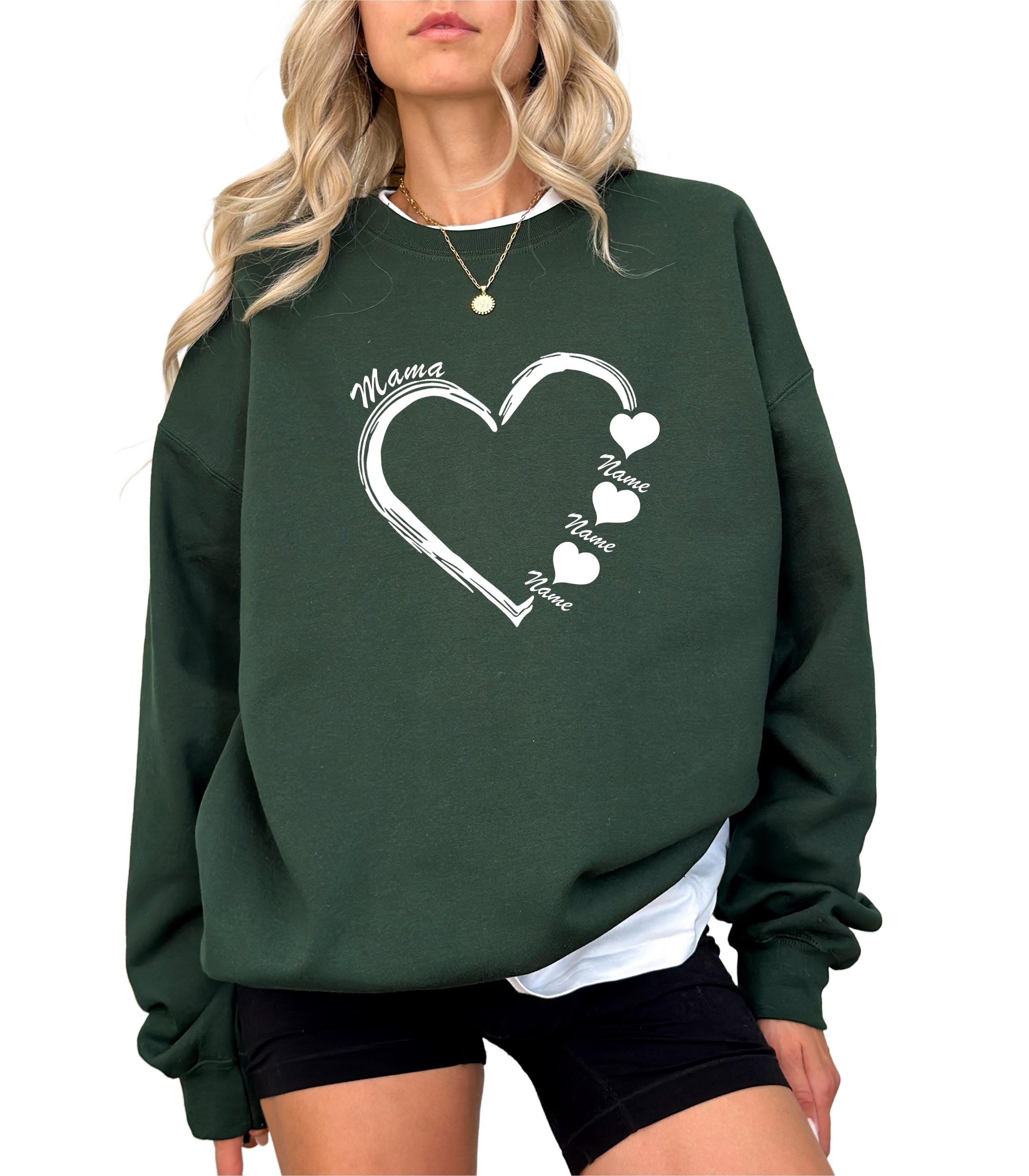 Custom Mama Sweatshirt Heart Kids Name , Personalized Mom Shirt, Mothers Day Gift, Pregnancy Sweater, Gift for Mom