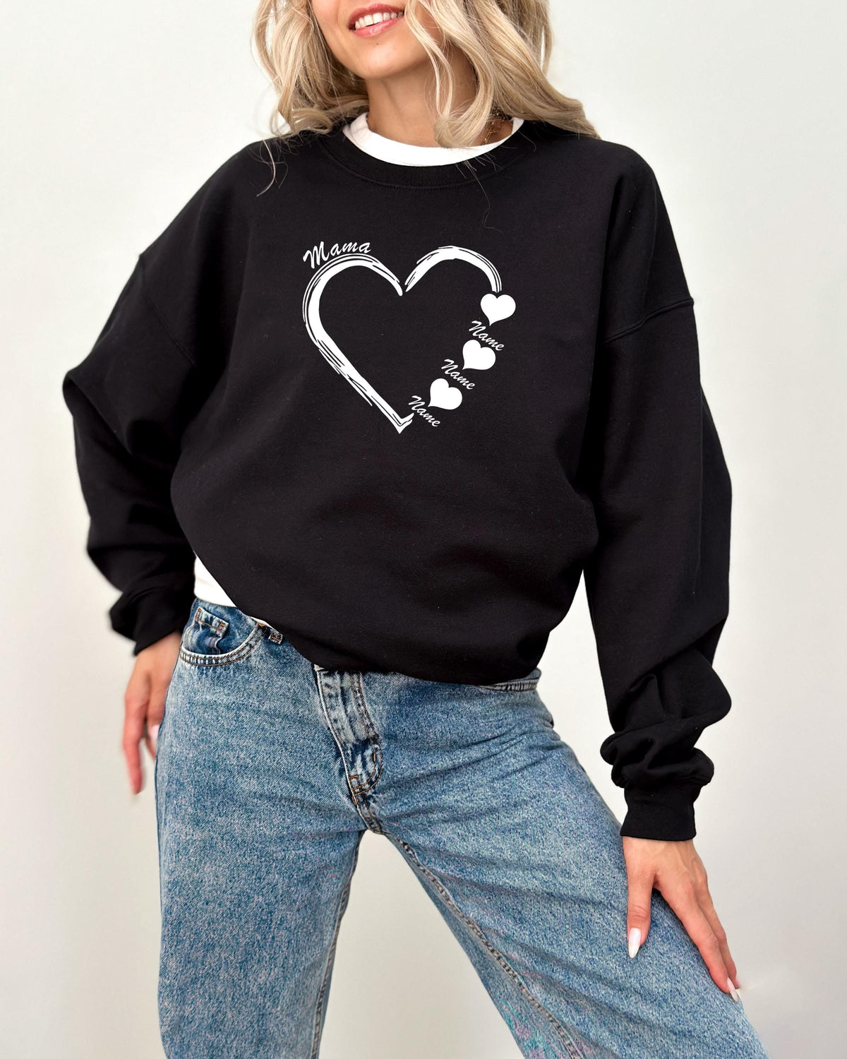 Custom Mama Sweatshirt Heart Kids Name , Personalized Mom Shirt, Mothers Day Gift, Pregnancy Sweater, Gift for Mom