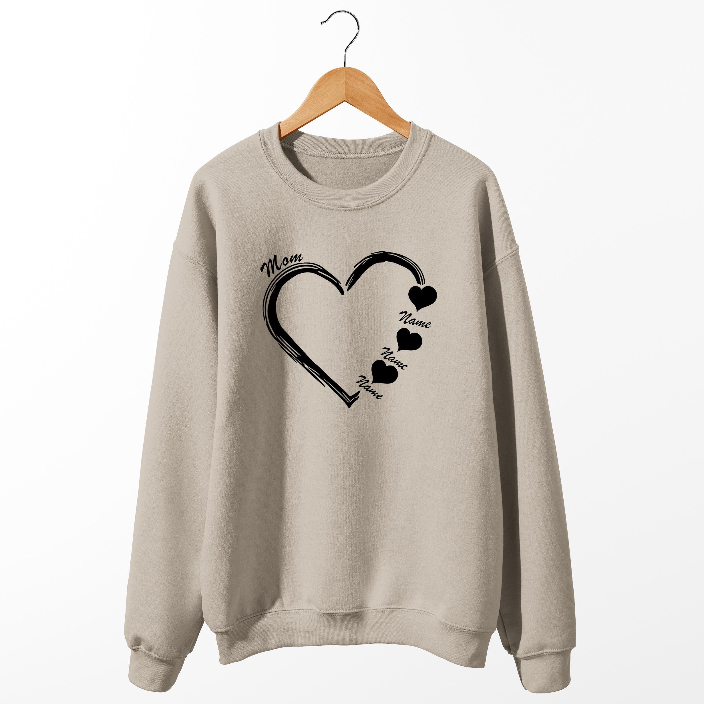 Custom Mama Sweatshirt Heart Kids Name , Personalized Mom Shirt, Mothers Day Gift, Pregnancy Sweater, Gift for Mom