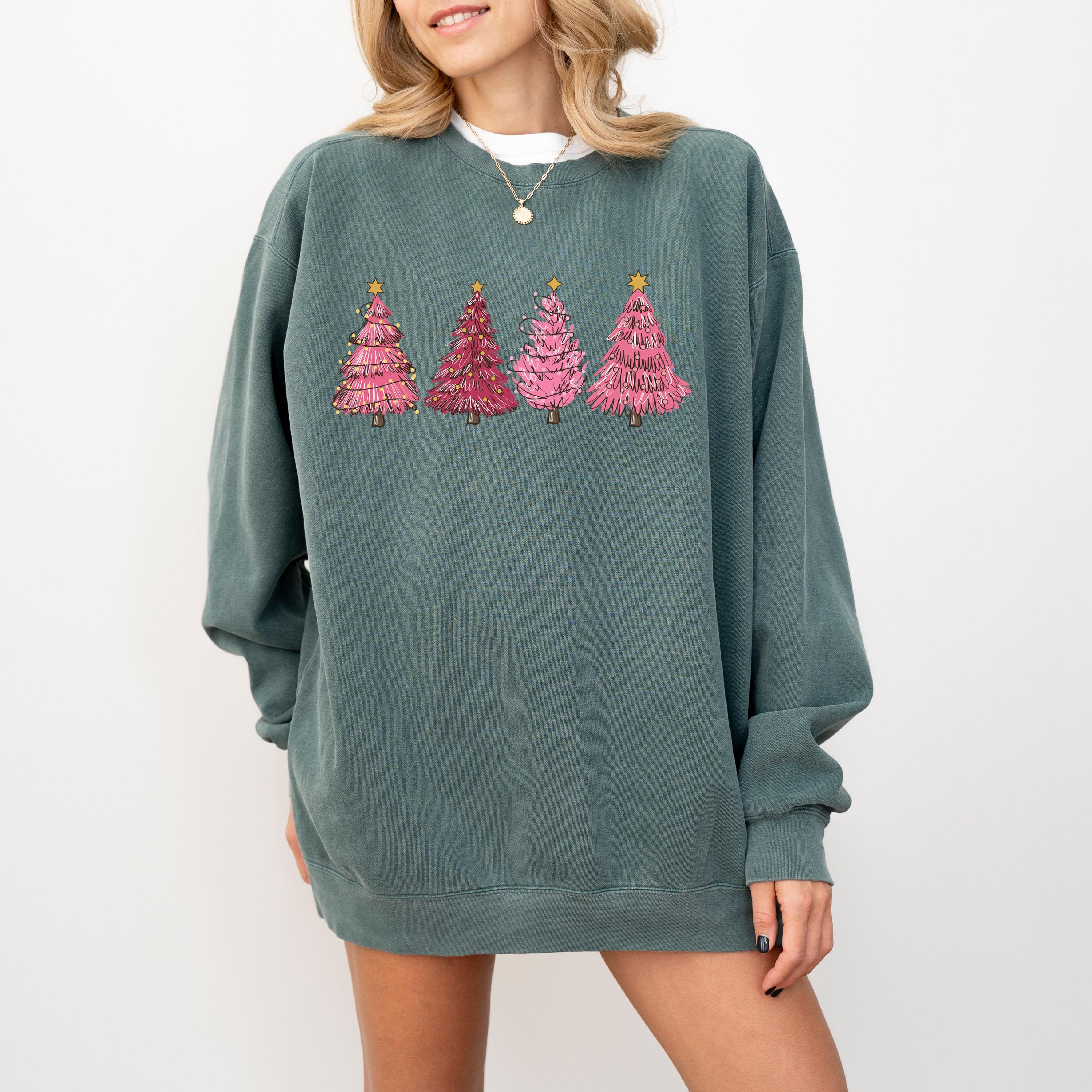 Retro Christmas Pink Tree Sweatshirt