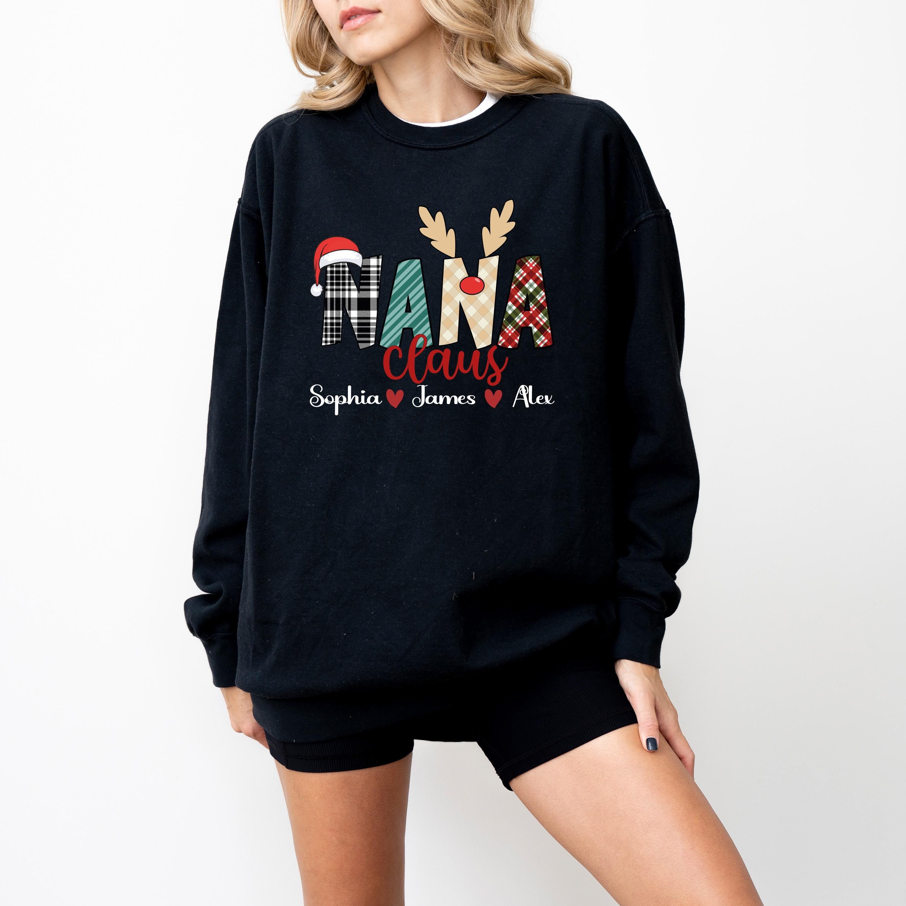 Custom Gigi Claus Sweatshirt, Custom Nana And Grandkids Sweatshirt