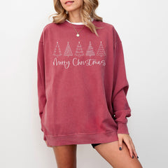 Comfort Colors Christmas Trees Sweatshirt | Merry Christmas Sweatshirt | Womens Holiday Sweatshirt Perfect Christmas Gift for Moms and Wives