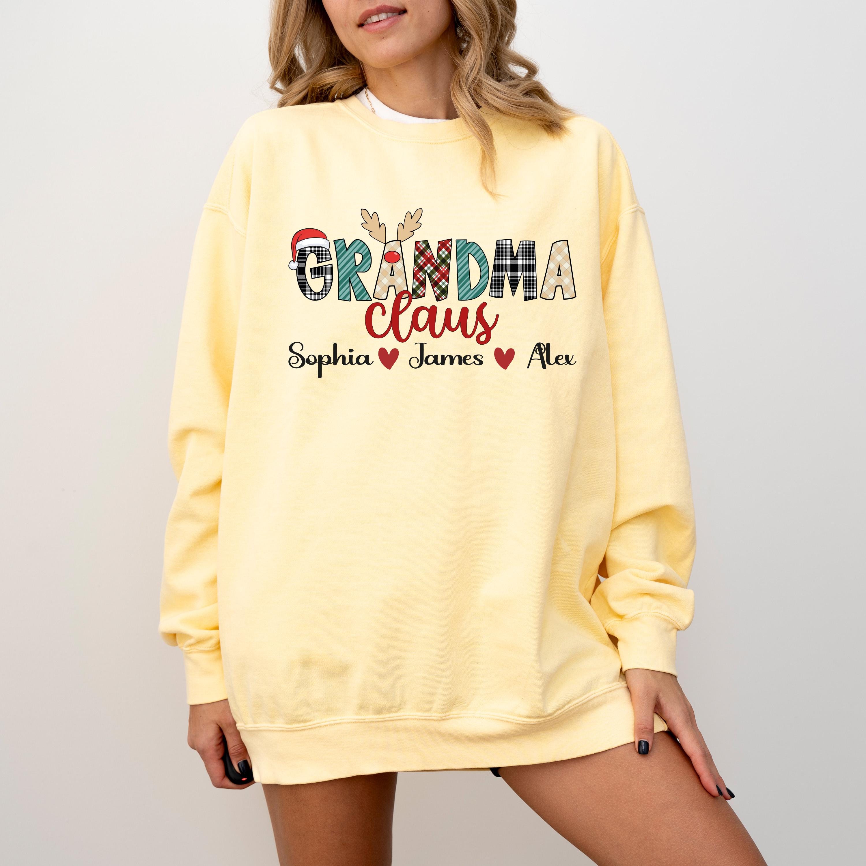 Custom Gigi Claus Sweatshirt, Custom Nana And Grandkids Sweatshirt