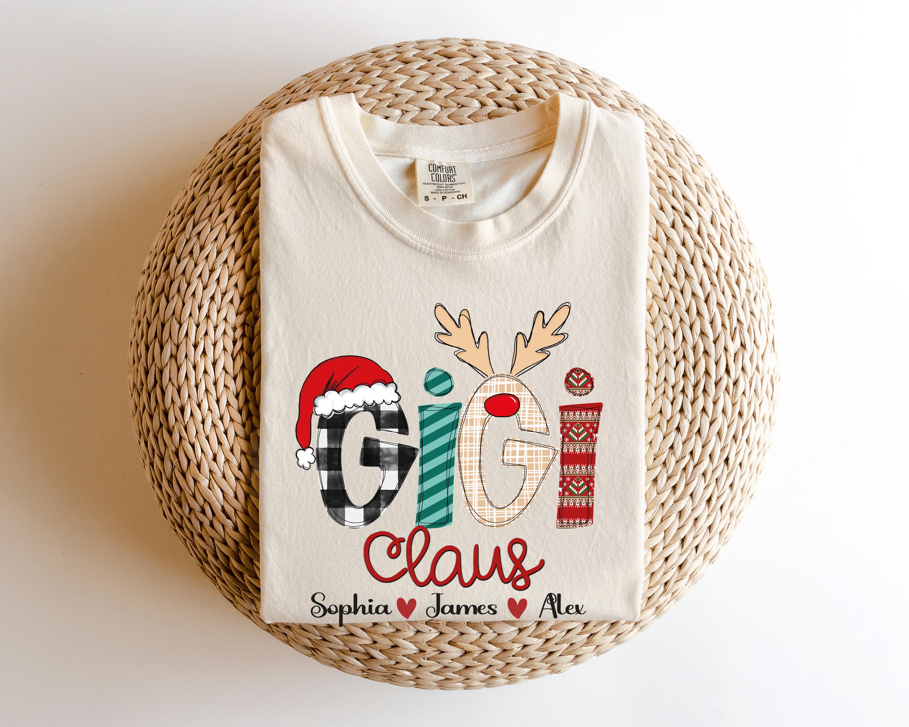 Custom Gigi Claus Sweatshirt, Custom Nana And Grandkids Sweatshirt