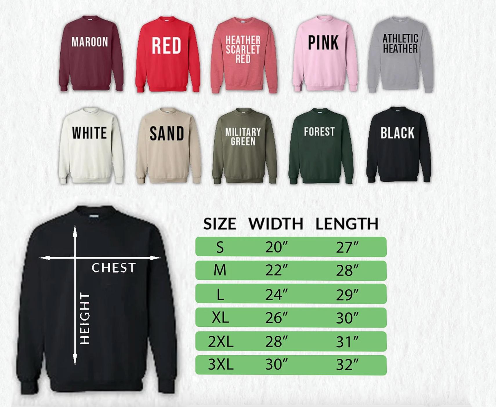 the size of a sweatshirt with measurements